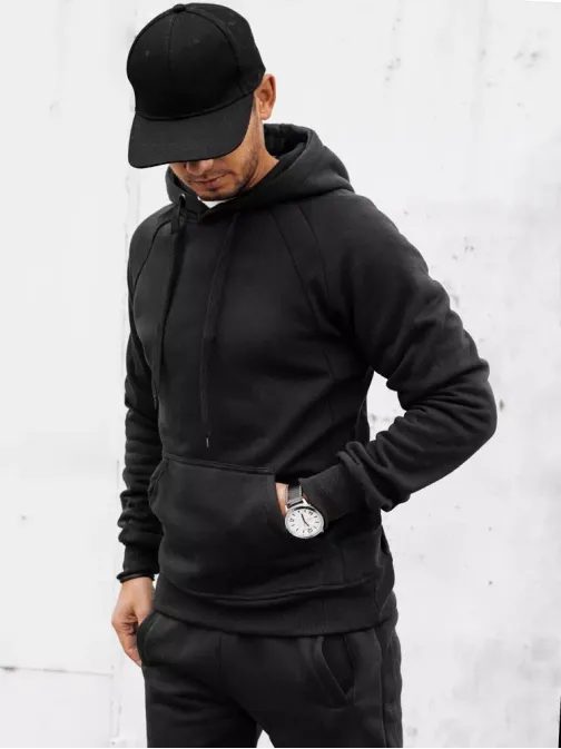 Atraktiven pulover s kapuco v črni barvi