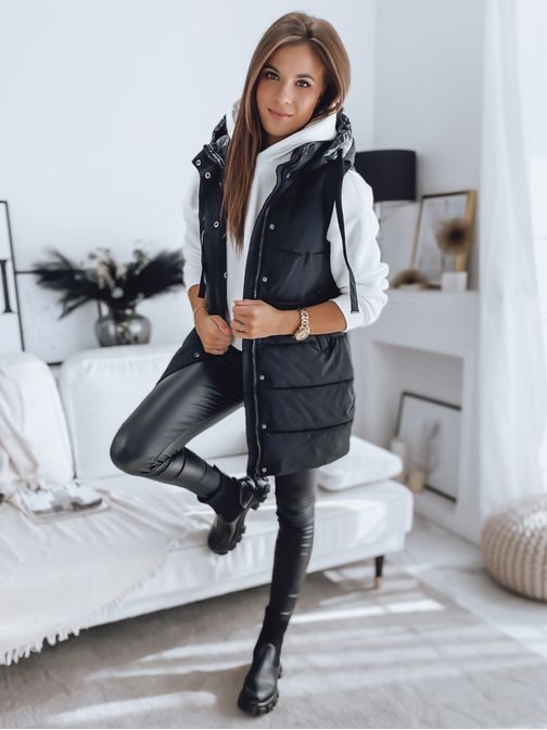 Črn ženski prešit brezrokavnik Tolis