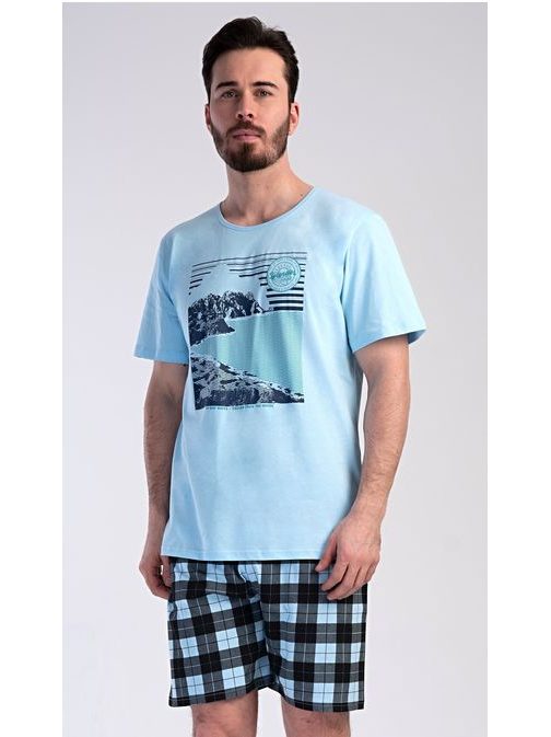 Moška kratka bombažna pižama Wander modra