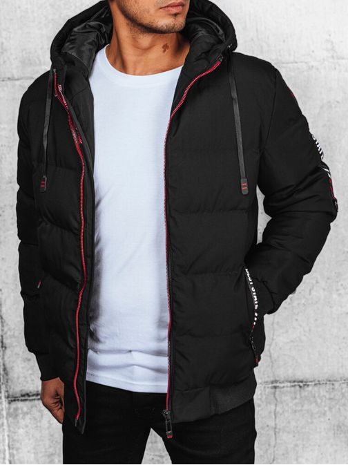 Stilska črna zimska jakna s kapuco