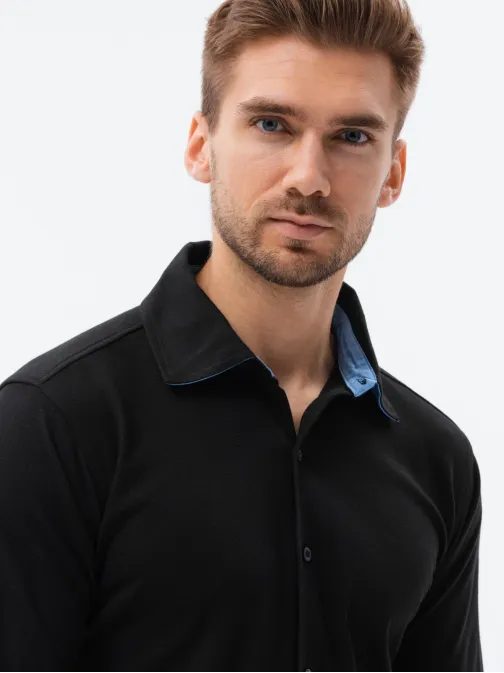 Črna srajca z dolgimi rokavi K540