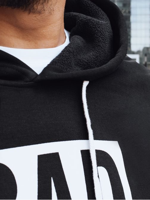 Kul črna moška majica s kapuco s potiskom in kapuco