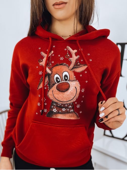 Rdeč pulover z božičnim jelenčkom Reni