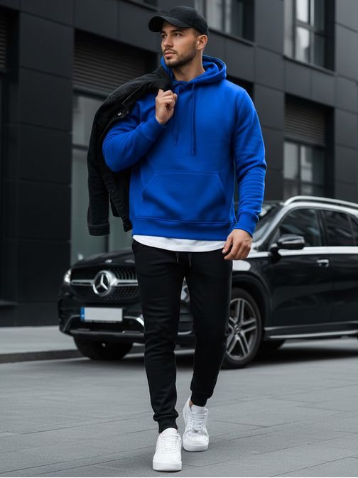 Trendovski preprost moder pulover