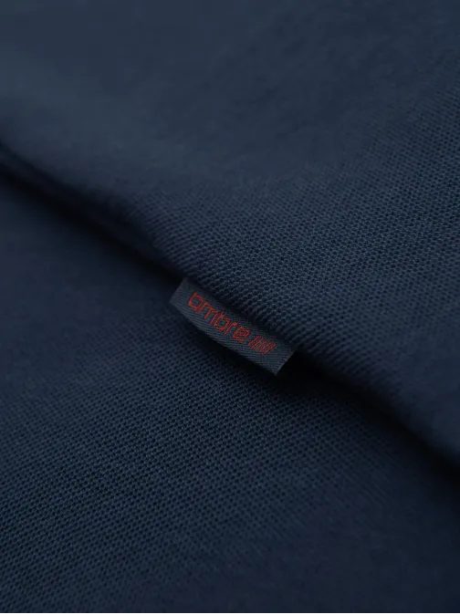 Moderna temno modra bombažna majica z V-izrezom V1 TSCT-0198