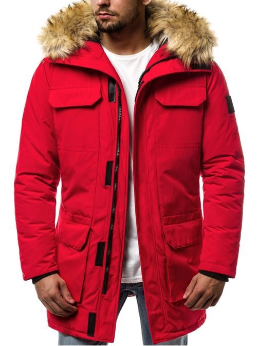 Trendovska zimska moška jakna rdeča OZONEE JS/201807