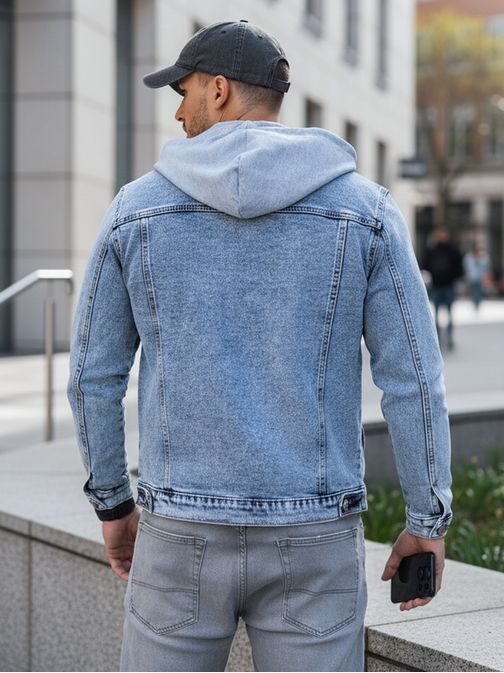 Moška jakna iz džinsa s kapuco