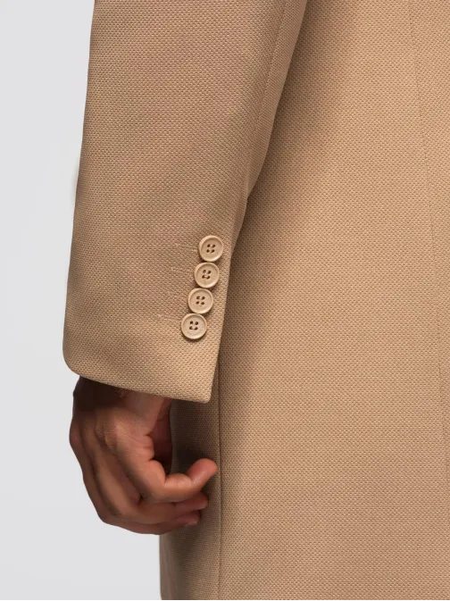 Svetlo rjav moški plašč z visokim ovratnikom V4 COWC-0136