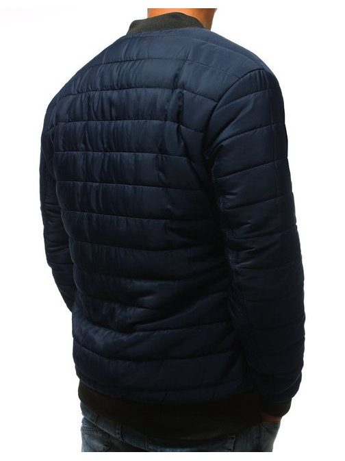 Prešita moška jakna bomber v temno modri barvi