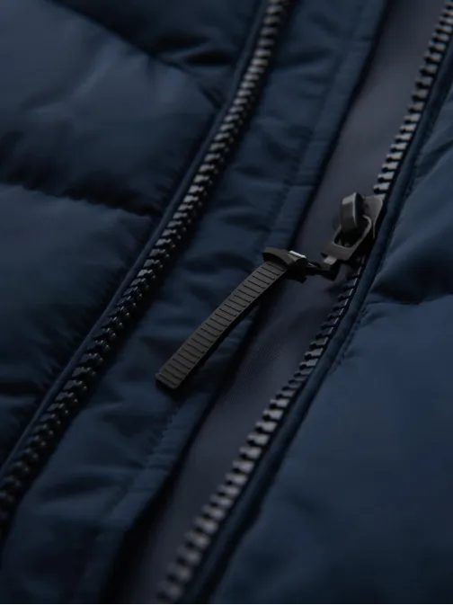 Moška modra prešita jakna s kapuco V4 JAHP-0304