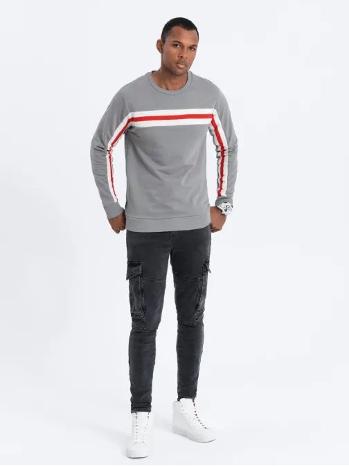 Siv pulover brez kapuce B1279