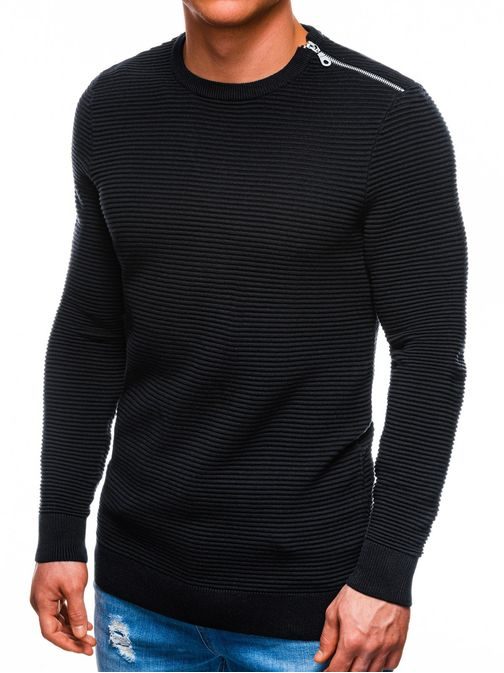 Črn pulover z zadrgo E166