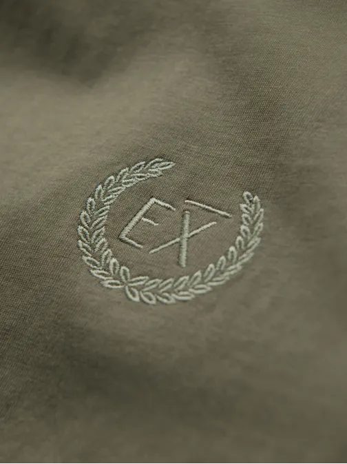 Moderna olivna majica z dolgimi rokavi in logotipom V1 LSCL-0128