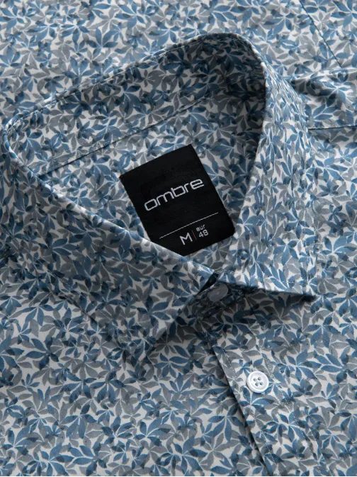 Svetlo modra srajca s cvetličnim vzorcem V1 SHPS-0163