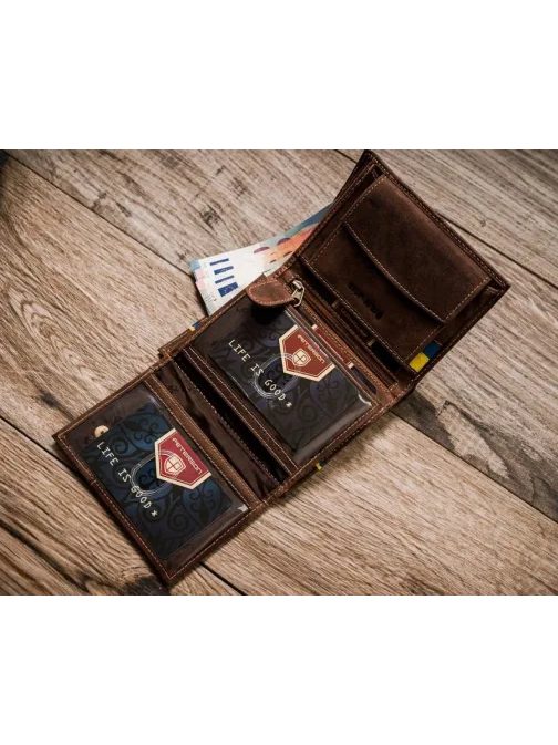 Moderna rjava usnjena denarnica Peterson