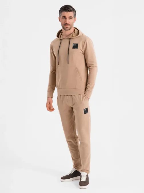 Rjava moška trenerska obleka (majica + trenirka) V3 Z107