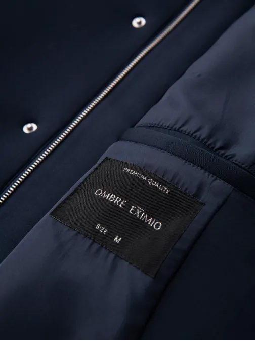 Izoliran moški plašč s skritim zapenjanjem modra V5 OM-COLC-0144