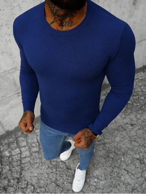 Temen nebeško moder trendovski pulover NB/MMB602/5