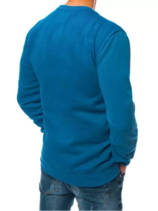 Modra majica s kapuco brez kapuce