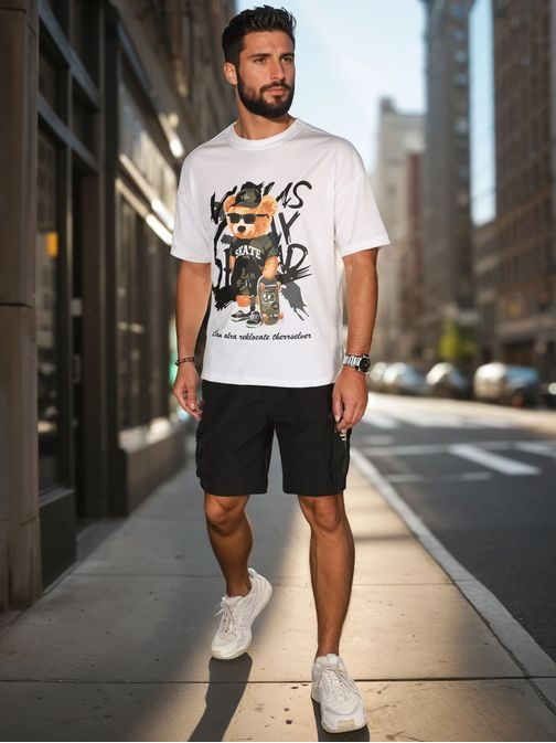 Bela moška majica z izvirnim tiskom