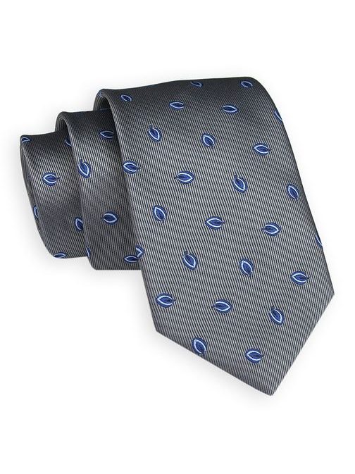 Siva moška kravata z vzorcem listja