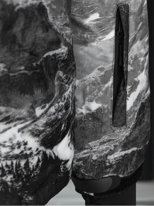 Edinstvena belo-črna zimska jakna s potiskom