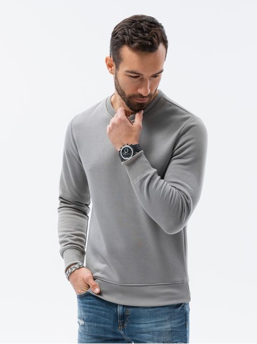 Preprost siv pulover brez kapuce B978