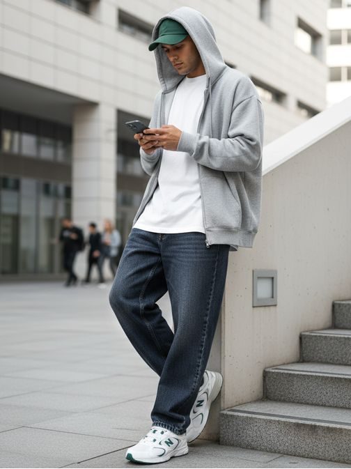 Originalne široke kavbojke v granatnem odtenku