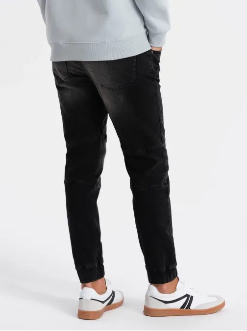 Modne črne džogice iz džinsa z okrasnimi odrgninami V2 PADJ-0153