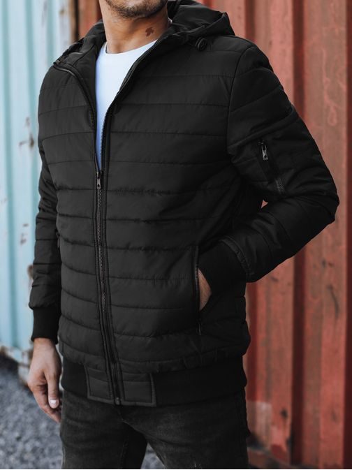 Prešita črna prehodna jakna