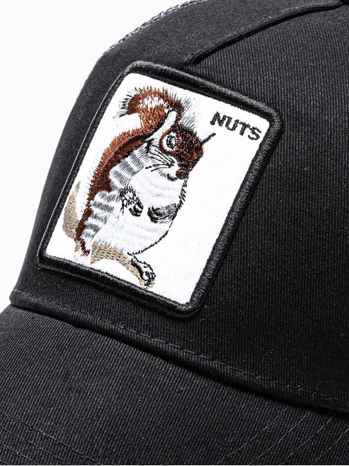 Vesela črna kapa s šiltom Squirrel H091