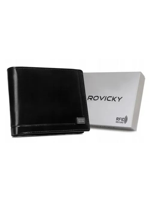 Elegantna črna usnjena denarnica Rovicky