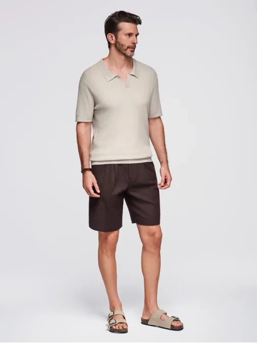 Moška svetlo siva pletena polo majica V3 POSS-0160