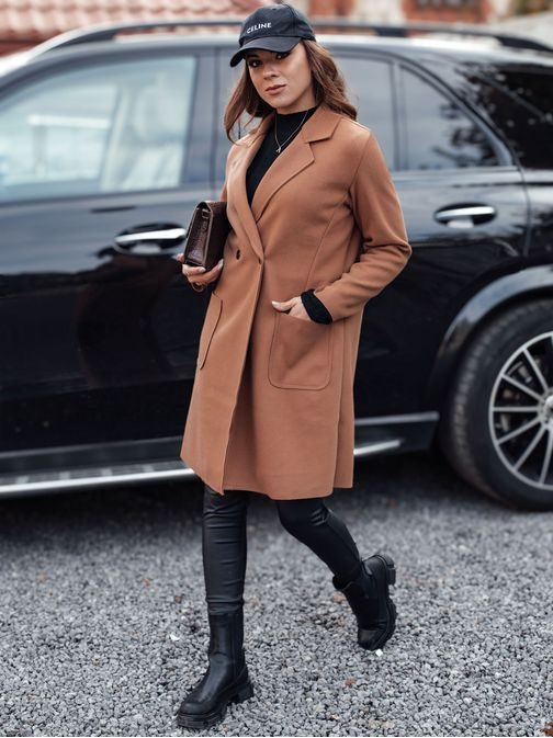 Dolg ženski oversize plašč v obliki kamele barve Linnore