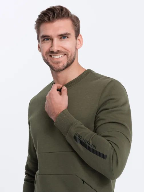 Pulover brez kapuce v temni olivni barvi B1349