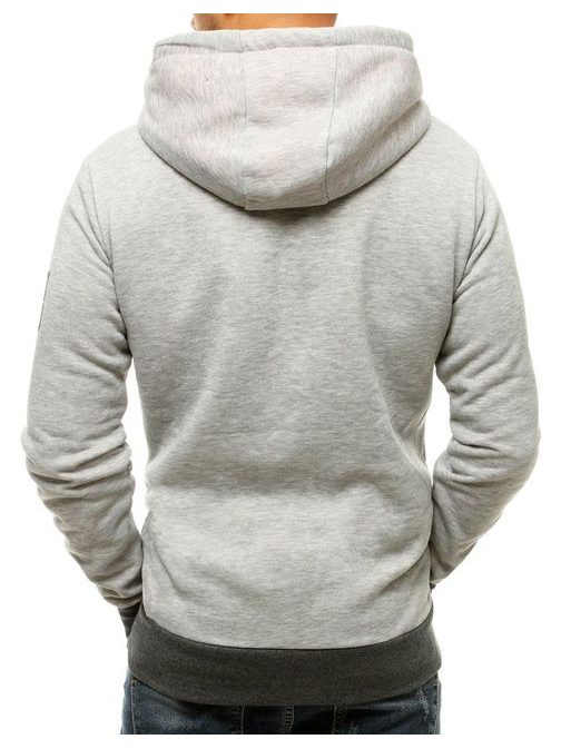 Modni pulover s kapuco v sivi barvi