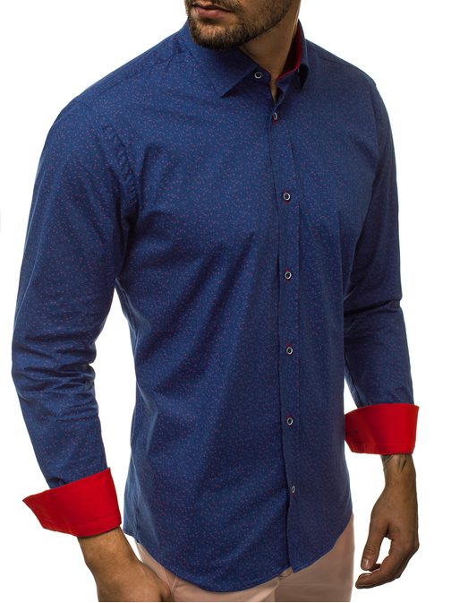 Modra srajca z nežnim vzorcem V/K147