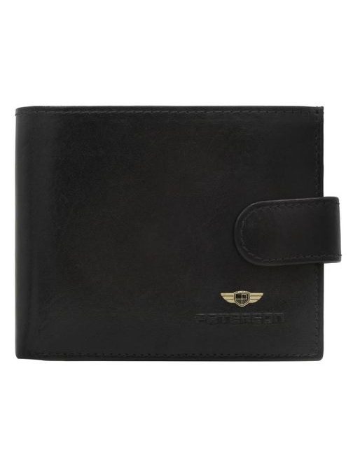 Črna elegantna usnjena denarnica z zaponko Peterson