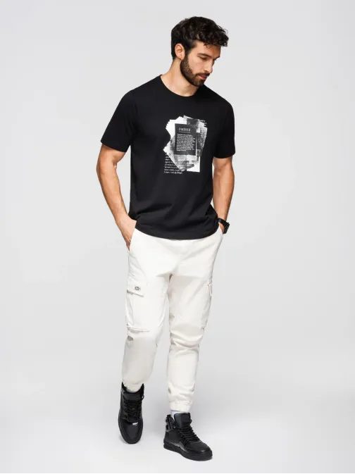 Črna moška majica s sodobnim potiskom V1 TSPT-0261