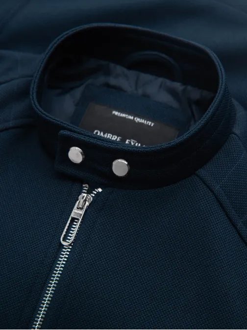 Trendovska temno modra motoristična jakna V1 JALP-0157