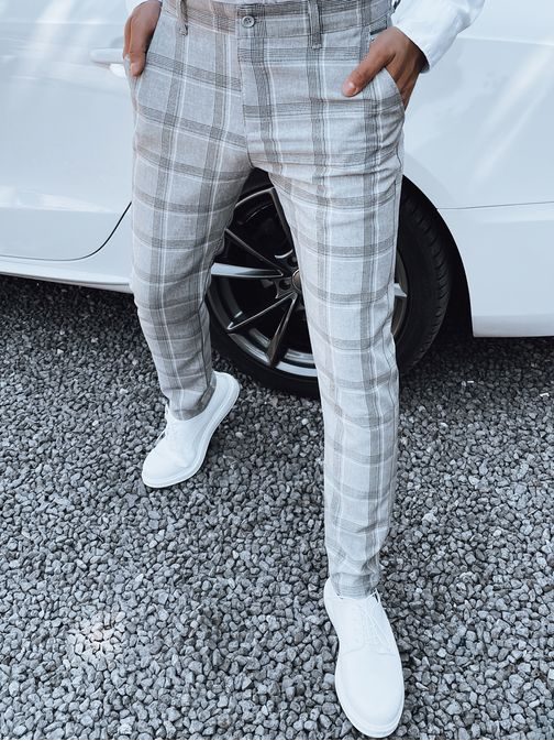 Atraktivne svetlo sive hlače s karo vzorcem