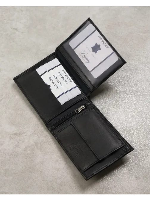 Elegantna črna usnjena denarnica za moške