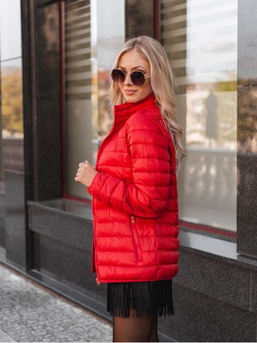 Moderna rdeča ženska prehodna jakna CLR012