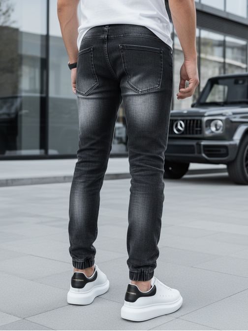 Črne moške jogger kavbojke