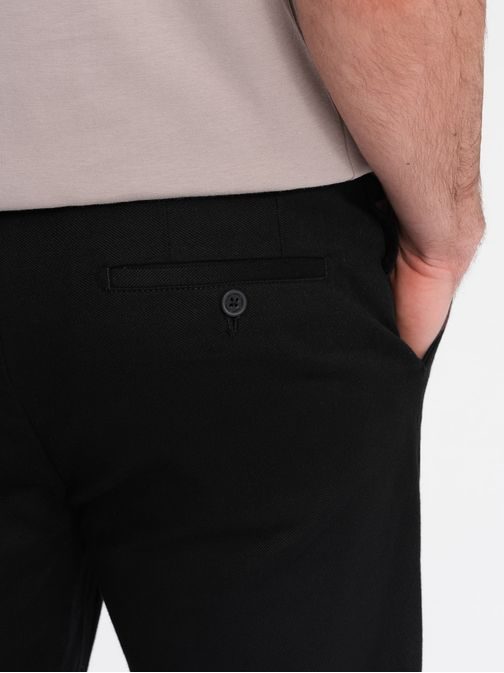 Chinos črne hlače klasičnega kroja z nežno strukturo V5 PACP-0190
