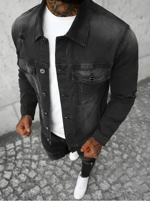 Jeans stilska črna jakna brez kapuce NB/MJ506NZ