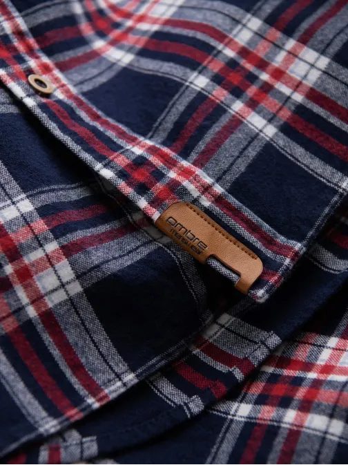 Trendovska flanelna rdeče granat srajca SHCS-0137