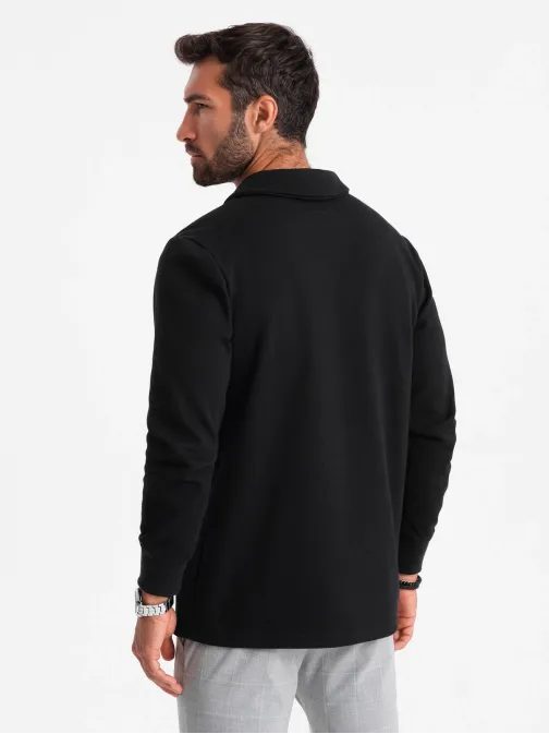 Zanimiva moška črna majica z ovratnikom V8 SSNZ-0149