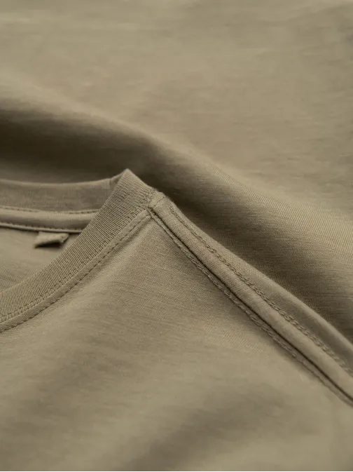 Brezčasna olivno zelena majica z napisom v2 lspt-0115