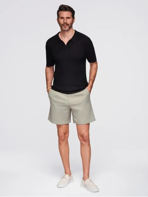 Moška črna pletena polo majica V2 POSS-0160